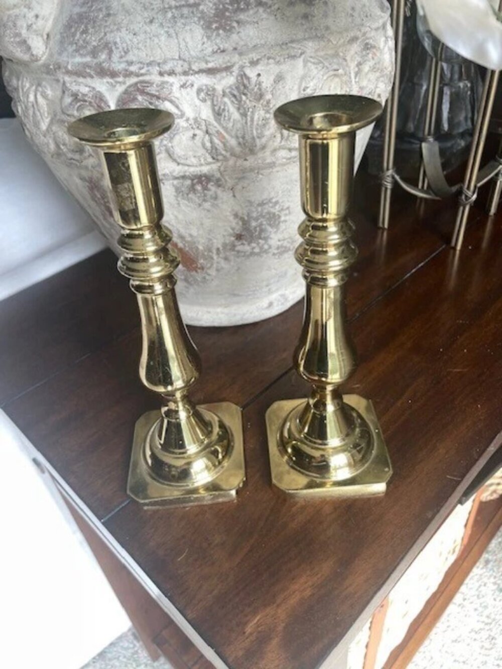 SET/2 VINTAGE HARVIN VIRGINIA METALCRAFTERS BRASS CANDLESTICKS 3001 9 1/4" Tall